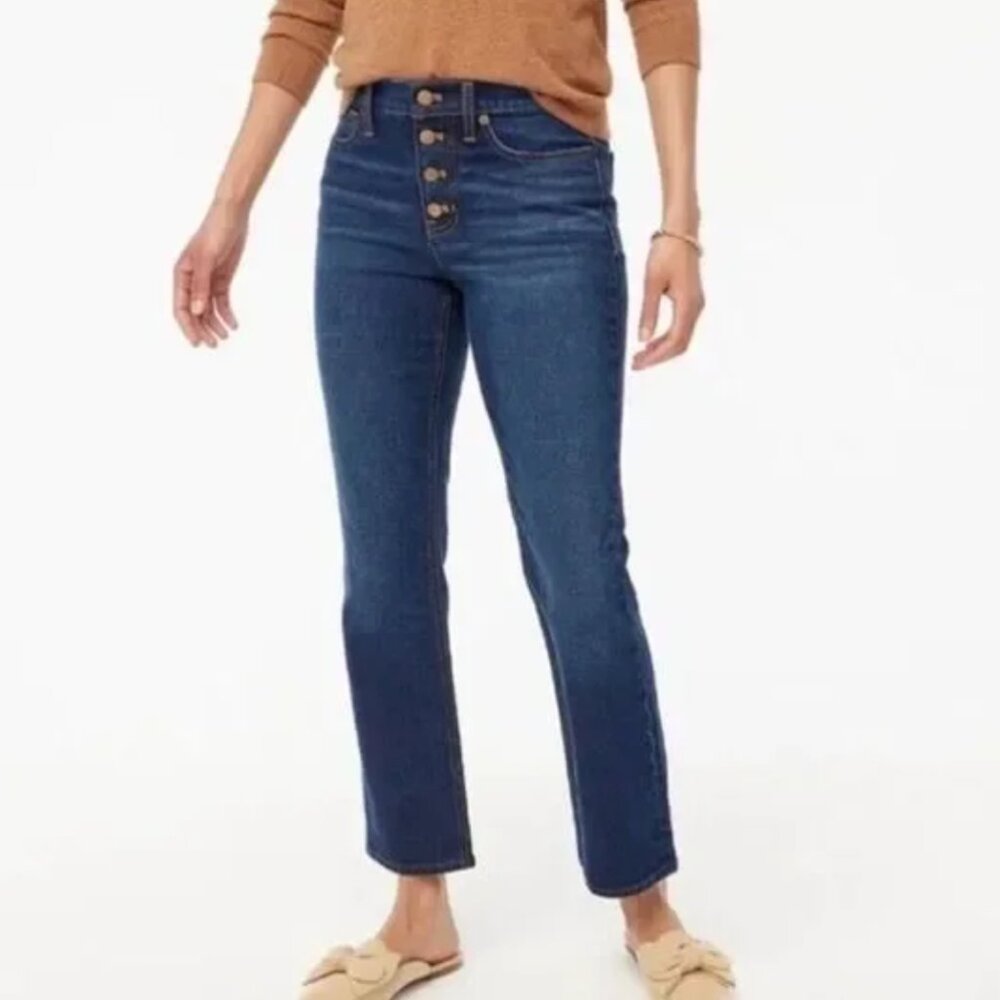 J.Crew Mid-rise flare crop jean in all-day stretch with button fly